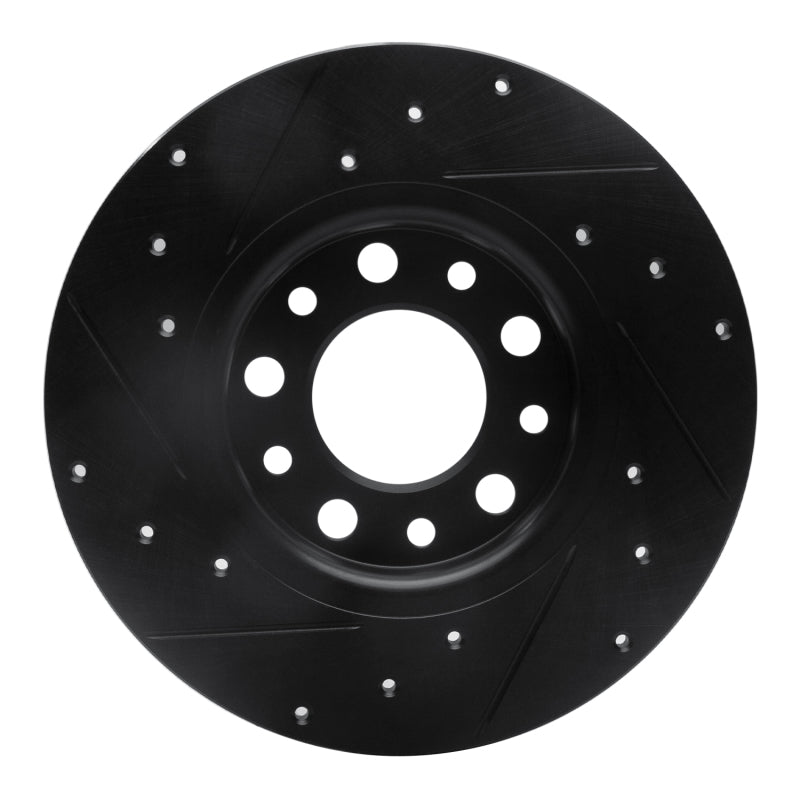 R1 Concepts R1 2014-2022 Chrysler 200 Rear Right Drilled & Slotted Black Brake Rotor