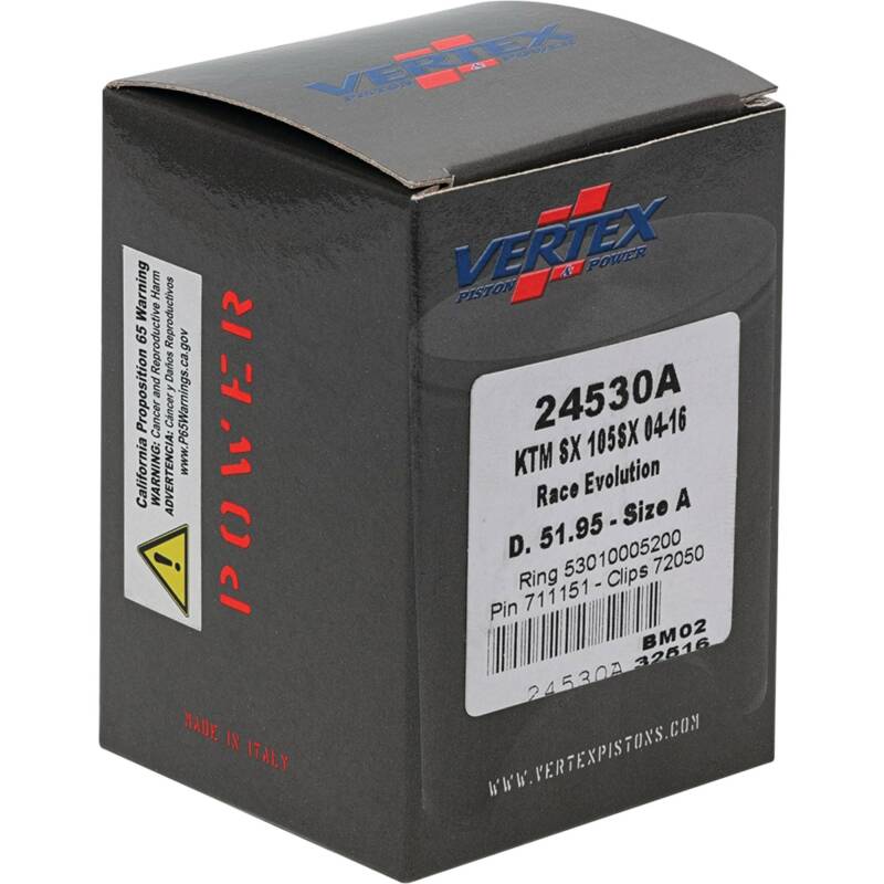 Vertex Pistons Vertex Piston 04-11 KTM 105 SX 105cc Cast Race Evolution Stroker Piston Kit 112cc 15mm