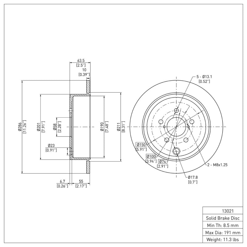 DFC 12-14 Subaru WRX Rear Brake Rotor