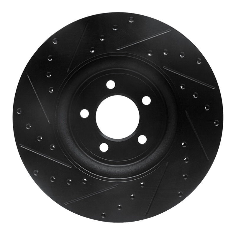 R1 Concepts R1 06-10 Jaguar XK Front Right Drilled & Slotted Black Brake Rotor