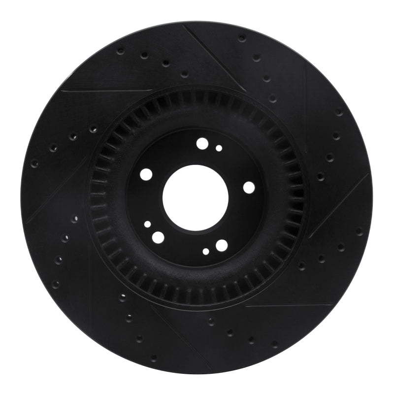 R1 Concepts R1 11-17 Genesis G80 Front Left Drilled & Slotted Black Brake Rotor