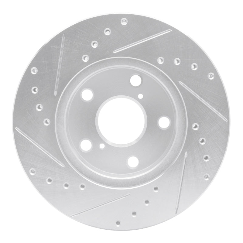 R1 Concepts R1 92-98 Lexus SC300 Front Right Drilled & Slotted Silver Brake Rotor
