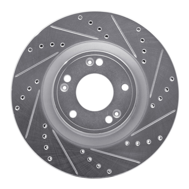 R1 Concepts R1 09-11 Hyundai Genesis Sedan Front Right Drilled & Slotted Silver Brake Rotor