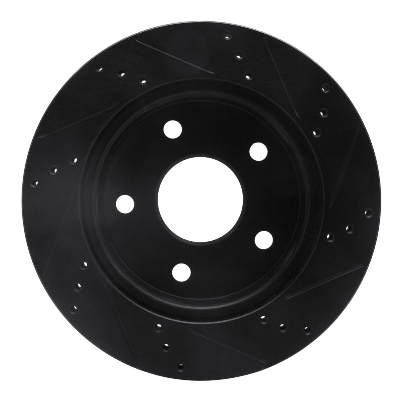 R1 Concepts R1 05-11 Dodge Dakota 4WD Front Left Drilled & Slotted Black Brake Rotor