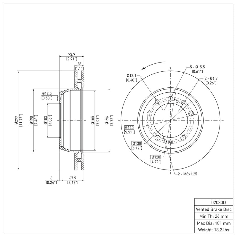 DFC 91-97 Porsche 911 Left Rear Brake Rotor