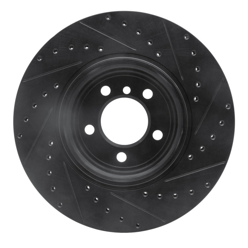 R1 Concepts R1 05-08 BMW 760I Rear Left Drilled & Slotted Black Brake Rotor