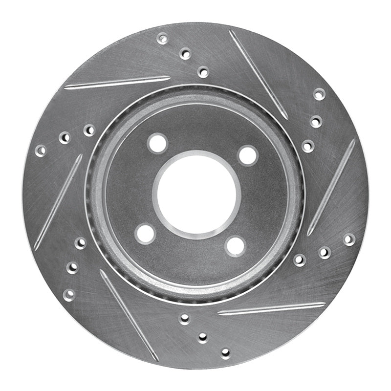 R1 Concepts R1 11-25 Nissan Versa Front Left Drilled & Slotted Silver Brake Rotor