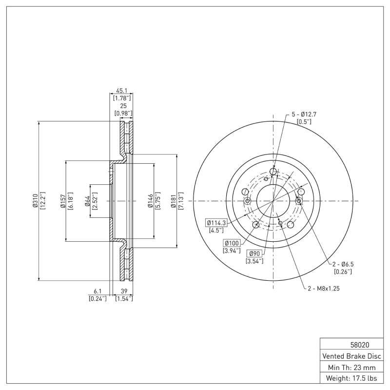 DFC 04-08 Acura TL Front GeoSPEC Coated Rotor