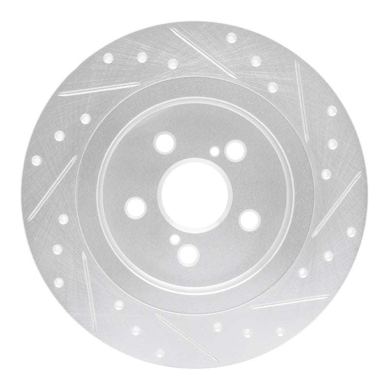 R1 Concepts R1 11-17 Lexus CT200H Rear Left Drilled & Slotted Silver Brake Rotor