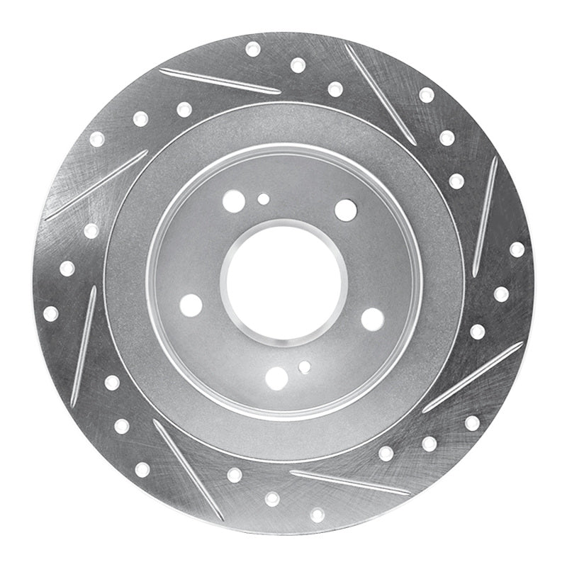 R1 Concepts R1 84-88 Nissan 300ZX Turbo Rear Left Drilled & Slotted Silver Brake Rotor