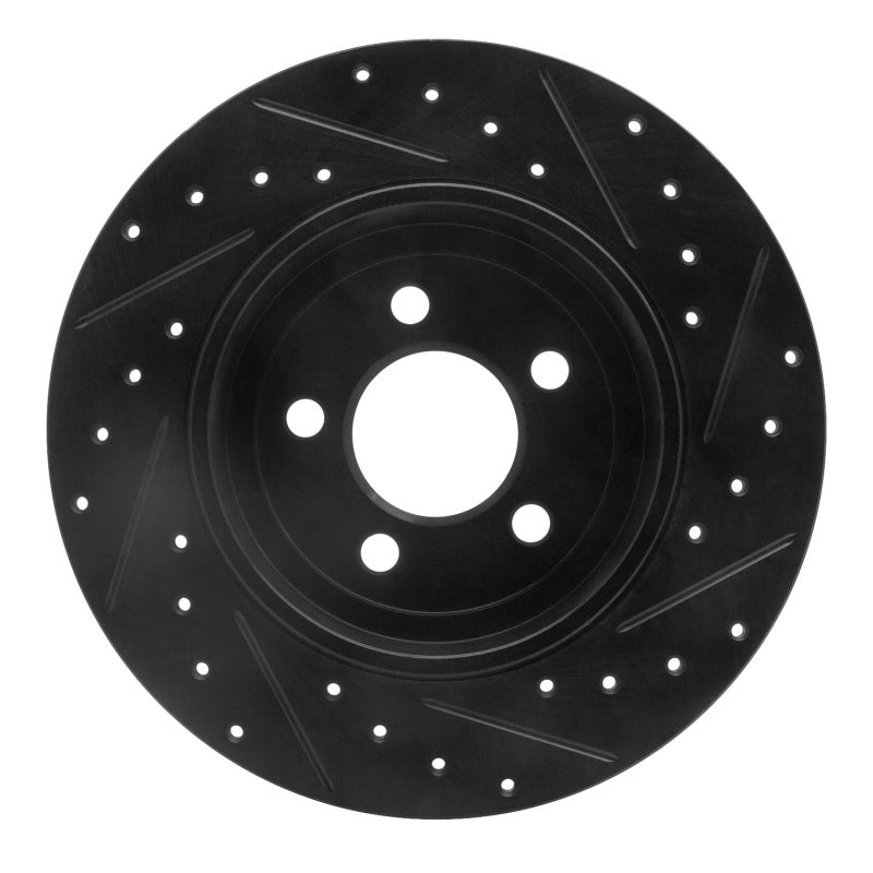 R1 Concepts R1 05-23 Chrysler 300 Rear Left Drilled & Slotted Black Brake Rotor