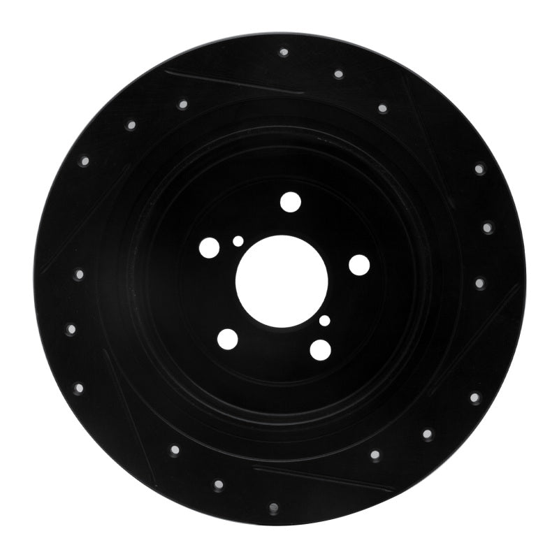R1 Concepts R1 00-06 Subaru Outback Rear Left Drilled & Slotted Black Brake Rotor