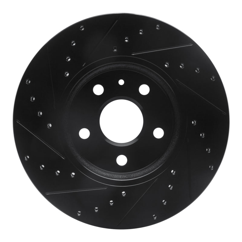 R1 Concepts R1 2008-2014 Cadillac CTS Front Right Drilled & Slotted Black Brake Rotor