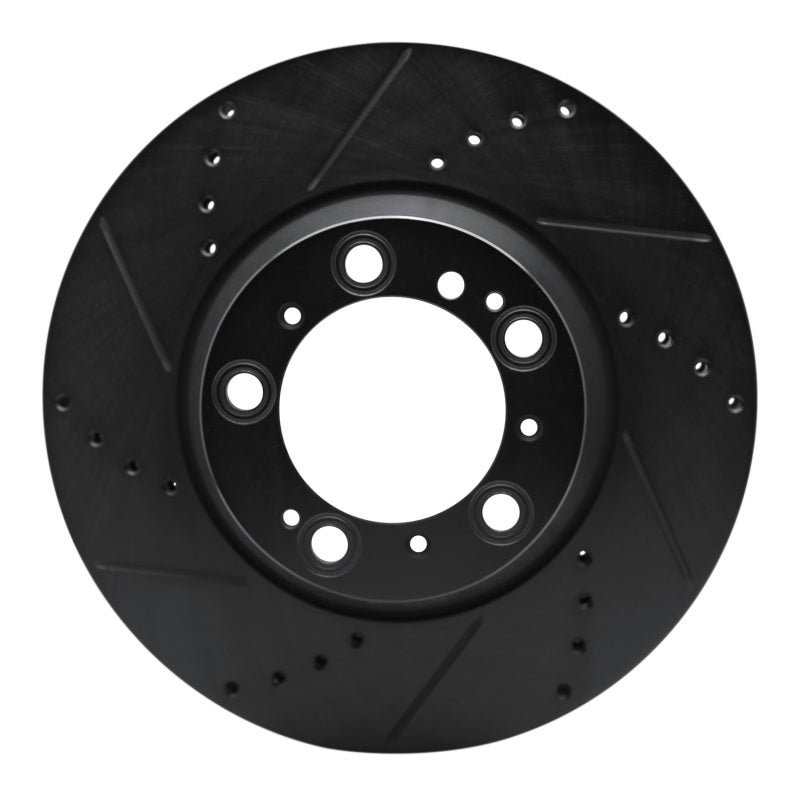 R1 Concepts R1 99-23 Porsche Panamera Right Rear Drilled & Slotted Black Brake Rotor