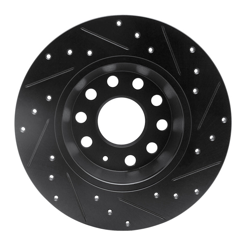 R1 Concepts R1 05-18 Audi A3 Quattro Rear Left Drilled & Slotted Black Brake Rotor