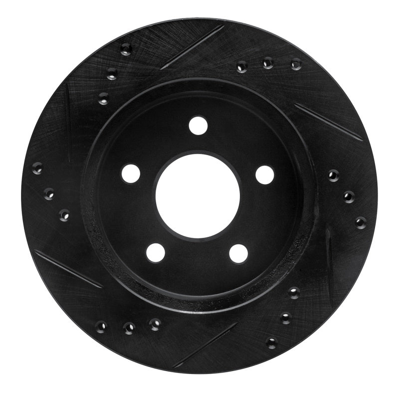 R1 Concepts R1 90-92 Ford Taurus SHO Rear Right Drilled & Slotted Black Brake Rotor