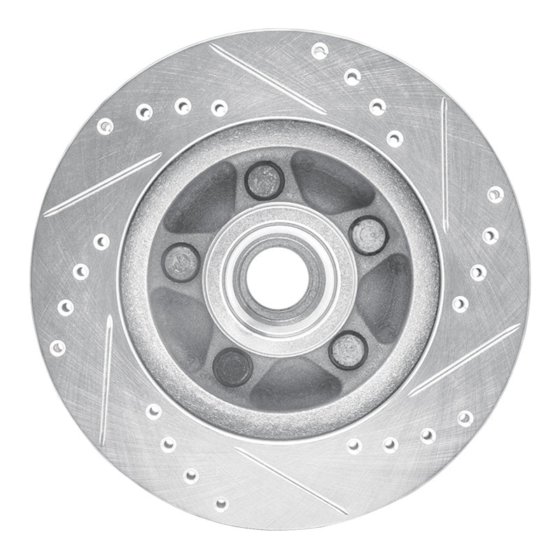 R1 Concepts R1 82-87 Ford Mustang Front Left Drilled & Slotted Silver Brake Rotor