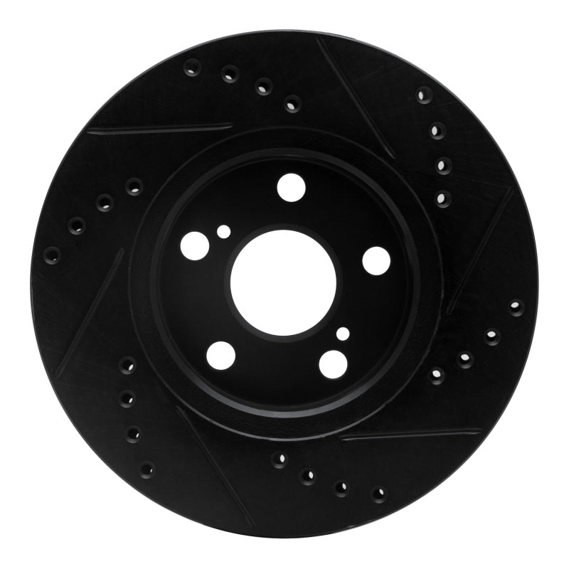 R1 Concepts R1 04-09 Toyota Prius Front Left Drilled & Slotted Black Brake Rotor