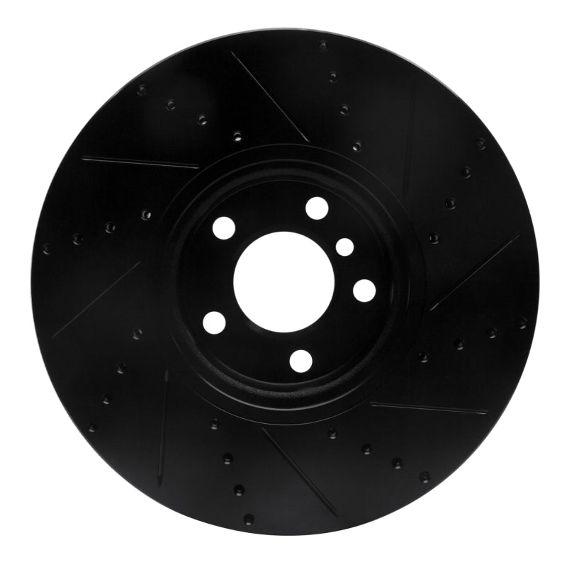 R1 Concepts R1 10-18 BMW 535I GT Right Front Drilled & Slotted Black Brake Rotor