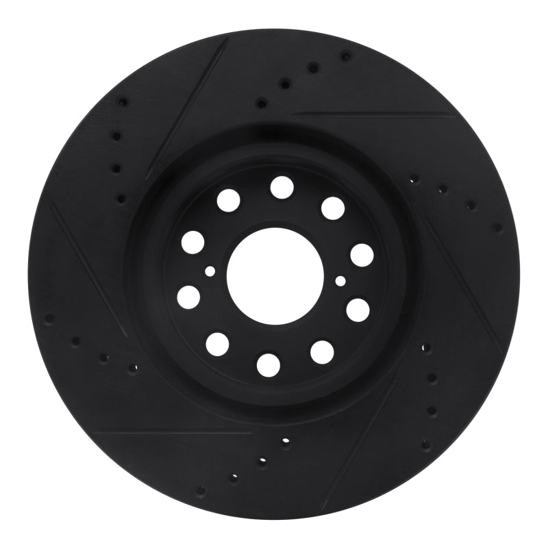 R1 Concepts R1 93-98 Toyota Supra Front Right Drilled & Slotted Black Brake Rotor