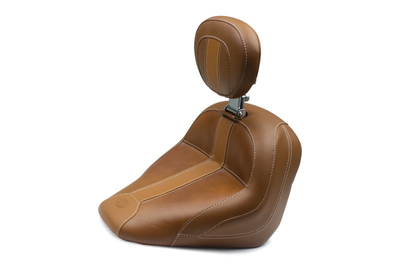 Mustang Motorcycle Mustang 15-21 Indian Scout Standard Touring Solo Seat w/Driver Backrest - Brown