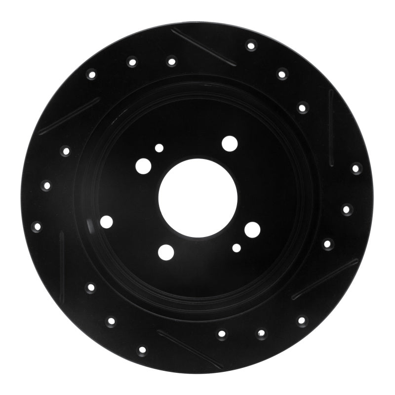R1 Concepts R1 06-12 Dodge Attitude (Mexico) Rear Left Drilled & Slotted Black Brake Rotor
