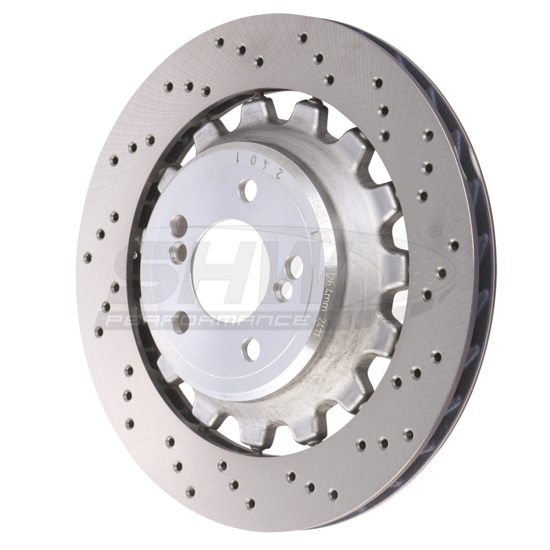 SHW Performance SHW 19-21 BMW M2 Competition 3.0L Right Rear Cross-Drilled Lightweight Brake Rotor (34118072020)