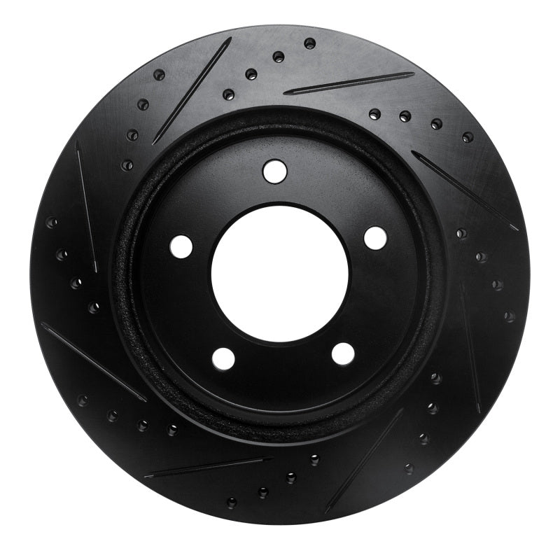 R1 Concepts R1 97-04 Ford F-150 4WD Front Right Drilled & Slotted Black Brake Rotor