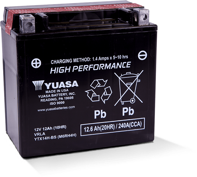Yuasa Battery Yuasa YTX14H-BS High Performance AGM 12-Volt Battery w/Bottle