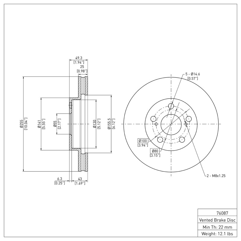 DFC 10-17 Lexus CT200H Front Brake Rotor