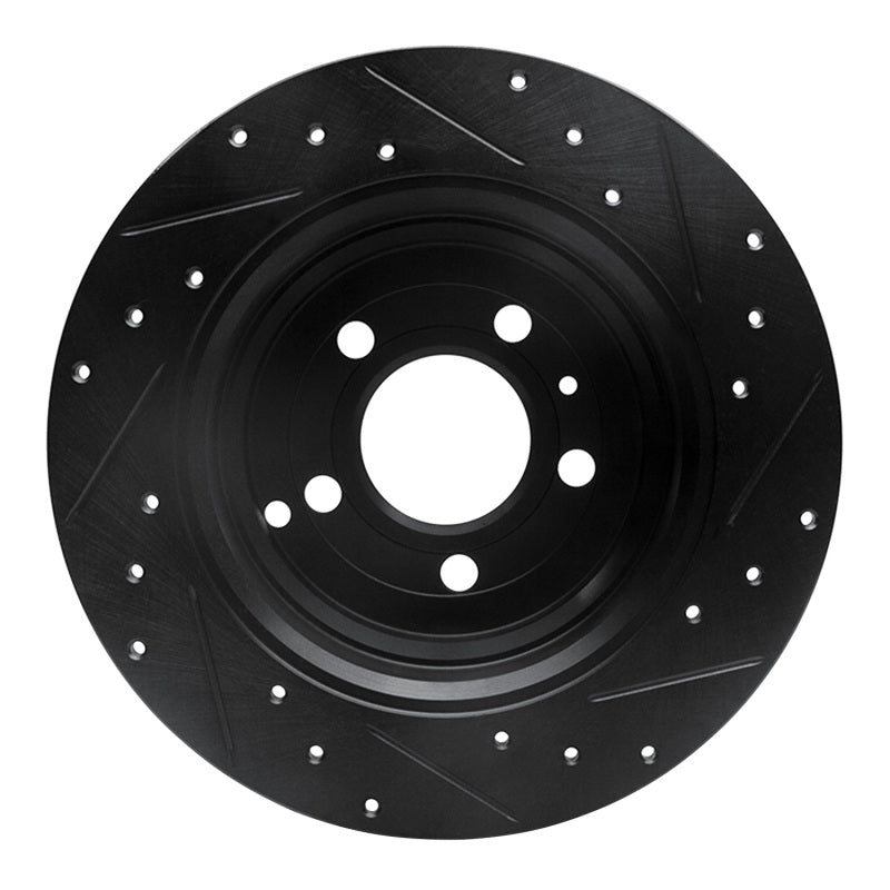 R1 Concepts R1 96-04 Volvo S70 Rear Left Drilled & Slotted Black Brake Rotor