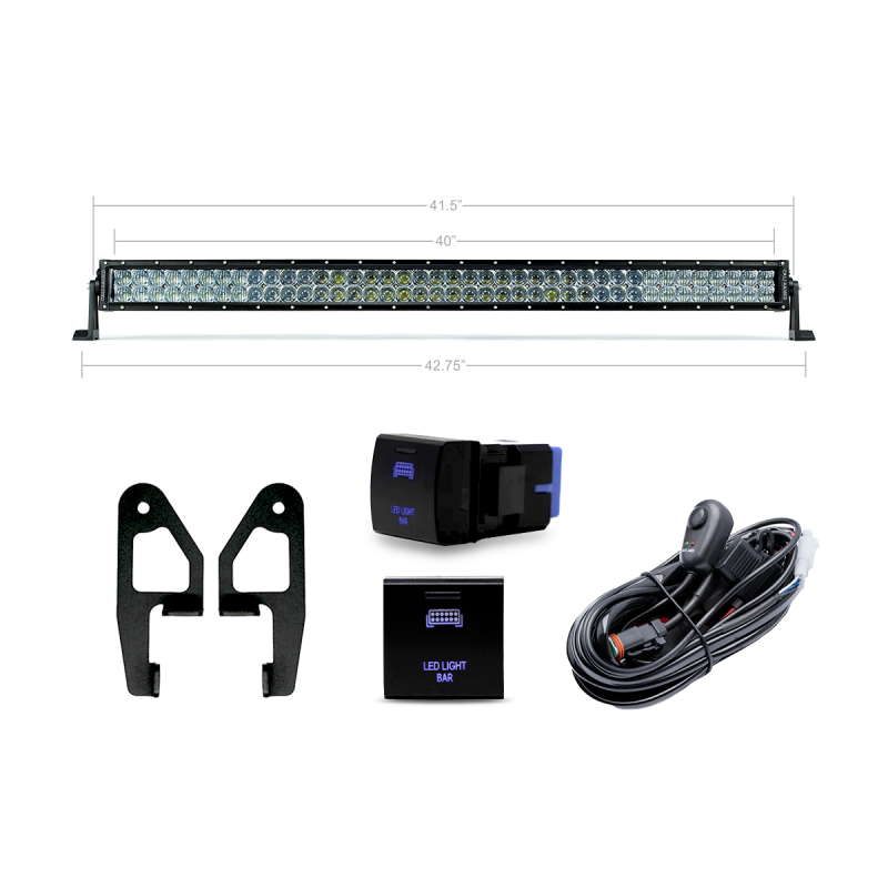 Cali Raised LED Cali Raised 2024+ Toyota Tacoma Premium Roof Rack Front Light Bar Kit - 42 In White Dual Row Spotam