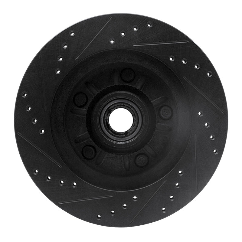 R1 Concepts R1 97-99 Ford F-150 RWD Front Right Drilled & Slotted Black Brake Rotor