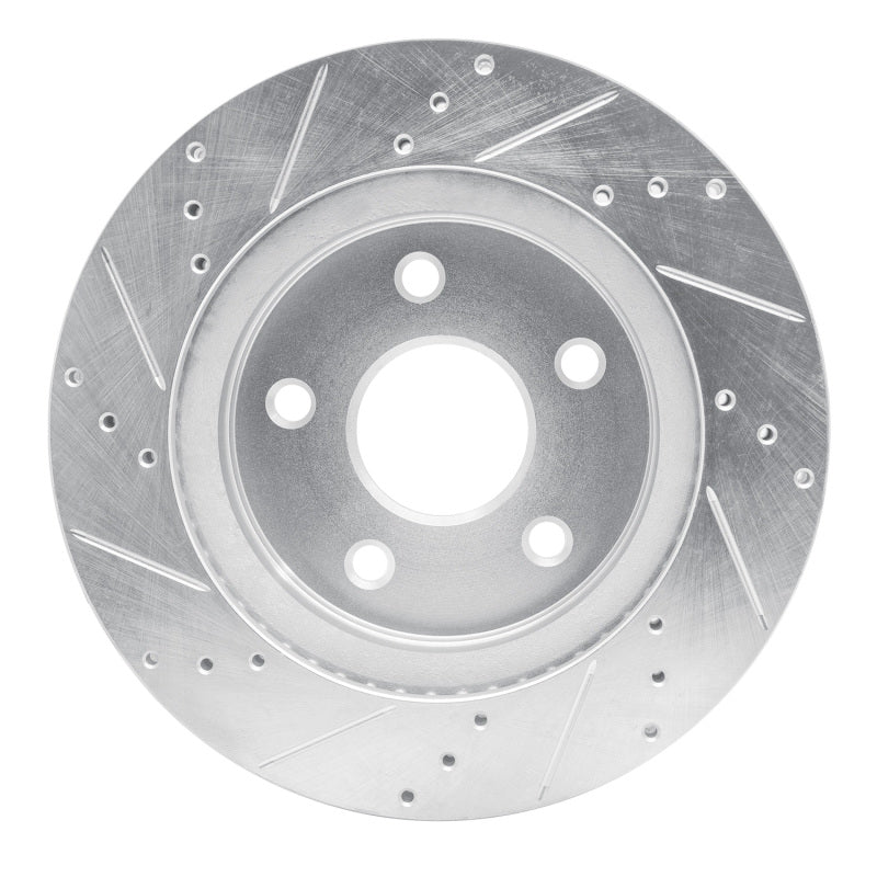 R1 Concepts R1 08-12 Jeep J8 Front Right Drilled & Slotted Silver Brake Rotor