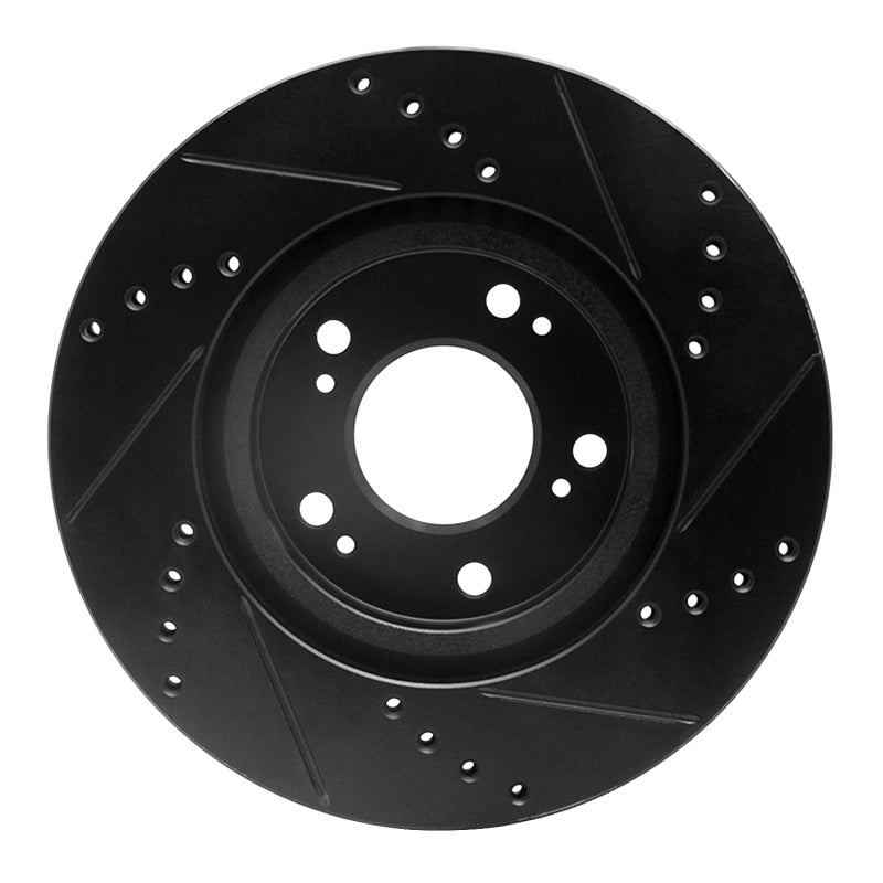 R1 Concepts R1 04-12 Mitsubishi Galant Front Left Drilled & Slotted Black Brake Rotor