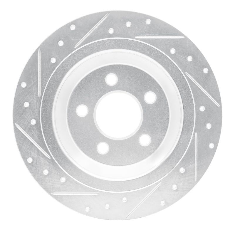 R1 Concepts R1 15-23 Ford Mustang Rear Right Drilled & Slotted Silver Brake Rotor