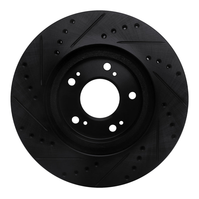 R1 Concepts R1 04-12 Mitsubishi Eclipse Front Right Drilled & Slotted Black Brake Rotor