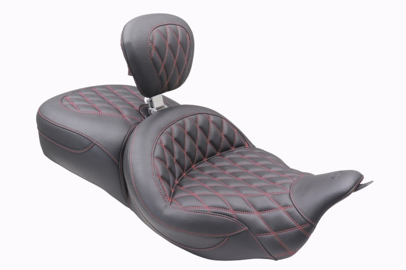 Mustang Motorcycle Mustang 08-25 Harley FL Touring Rd King Sp, Rd Glide Ltd, Dble Diamond ST Backrest - Black/AB