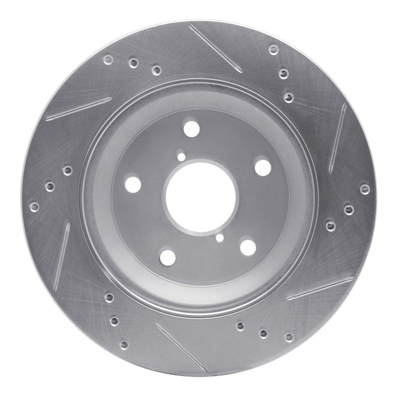 R1 Concepts R1 19-25 Subaru Impreza Rear Left Drilled & Slotted Silver Brake Rotor