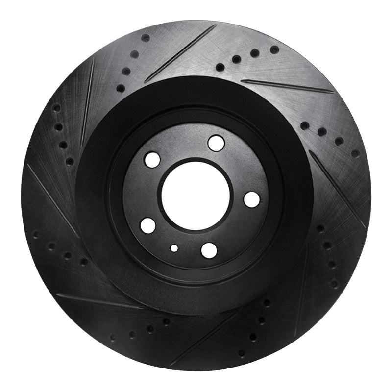 R1 Concepts R1 07-11 Audi S6 Rear Right Drilled & Slotted Black Brake Rotor
