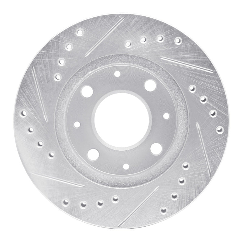 R1 Concepts R1 84-06 Honda Insight Front Right Drilled & Slotted Silver Brake Rotor