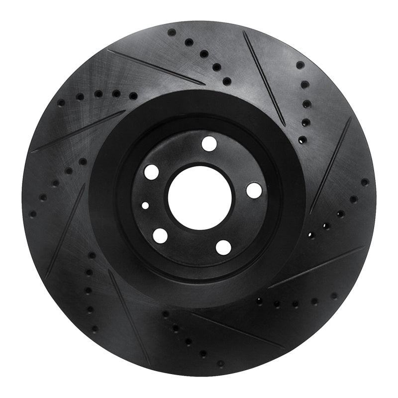 R1 Concepts R1 08-11 Audi TT Quattro Front Left Drilled & Slotted Black Brake Rotor