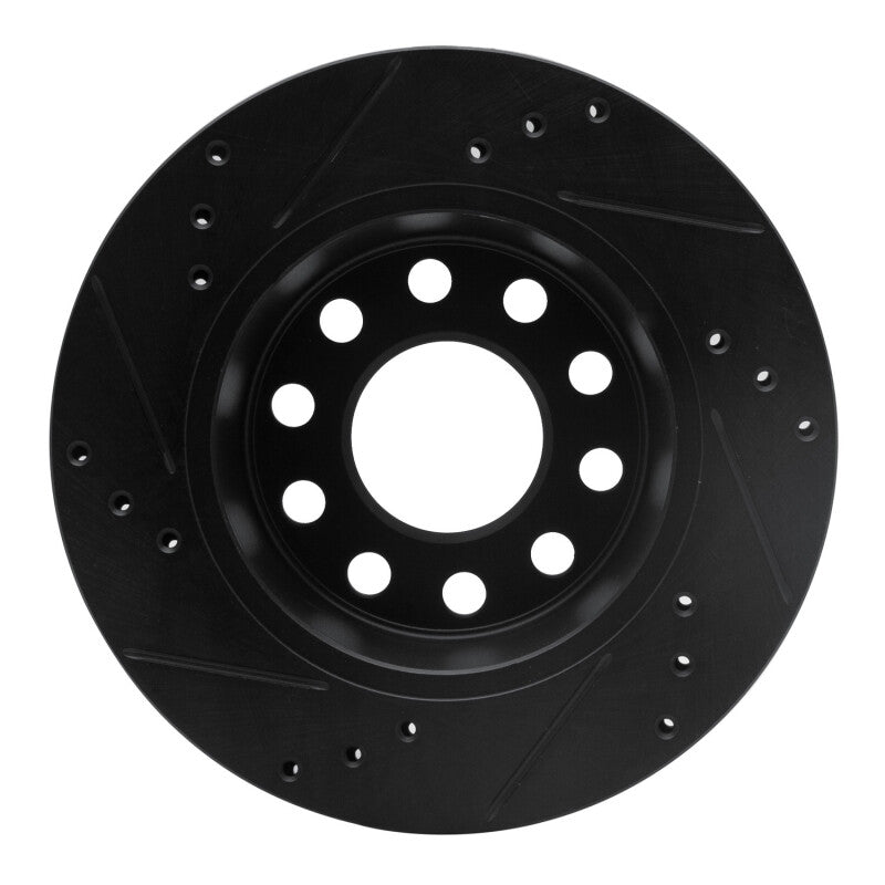 R1 Concepts R1 90-97 Audi S4 Rear Right Drilled & Slotted Black Brake Rotor