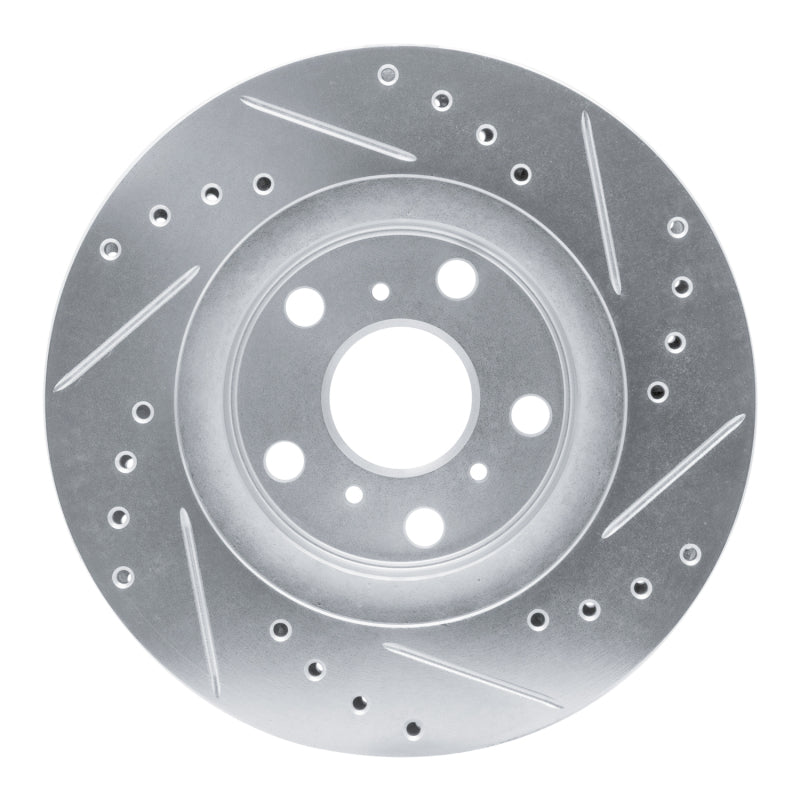 R1 Concepts R1 86-89 Toyota Celica Front Left Drilled & Slotted Silver Brake Rotor