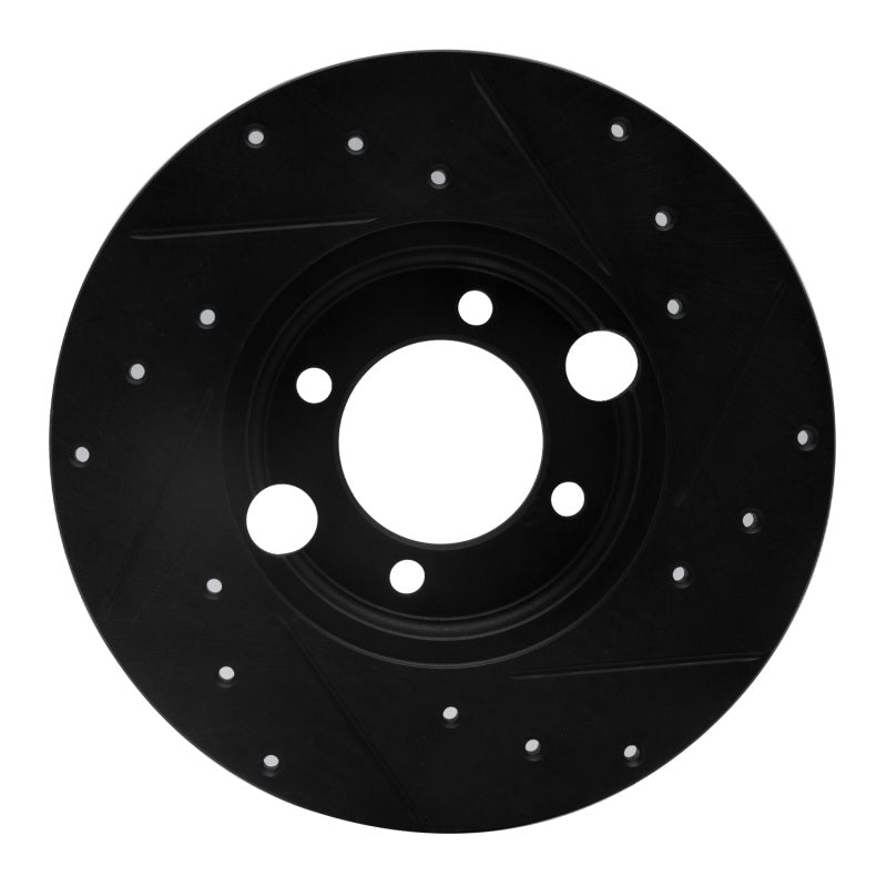 R1 Concepts R1 83-93 Jaguar XJRS Rear Left Drilled & Slotted Black Brake Rotor