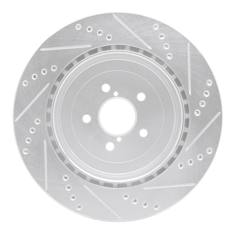 R1 Concepts R1 03-04 Subaru Impreza Rear Left Drilled & Slotted Silver Brake Rotor