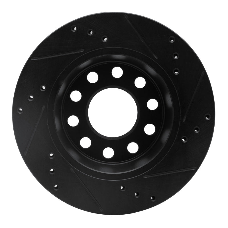 R1 Concepts R1 90-97 Audi S4 Rear Left Drilled & Slotted Black Brake Rotor