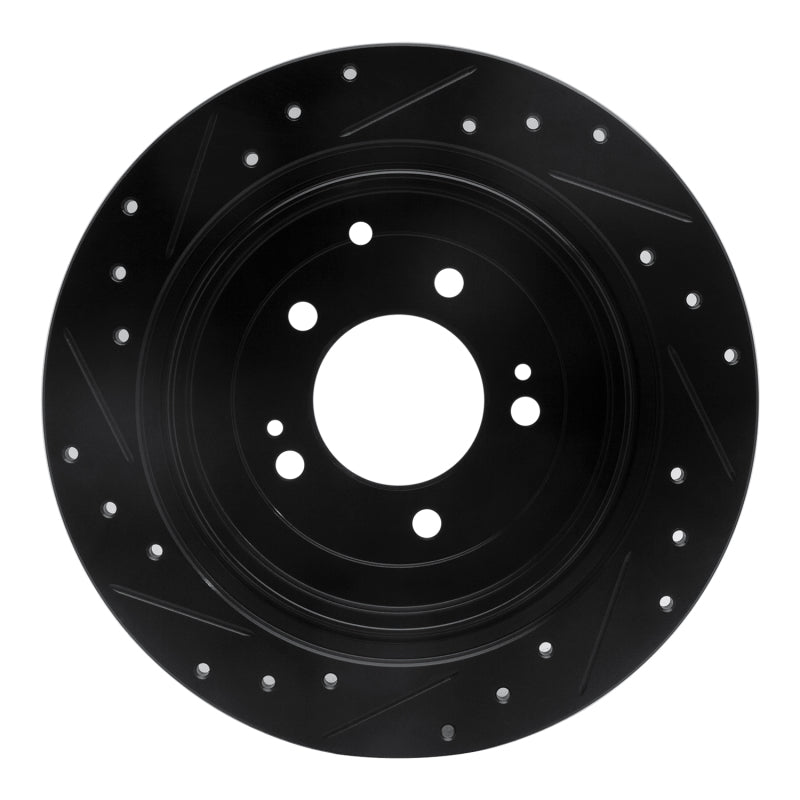 R1 Concepts R1 16-22 Hyundai Tucson Rear Right Drilled & Slotted Black Brake Rotor