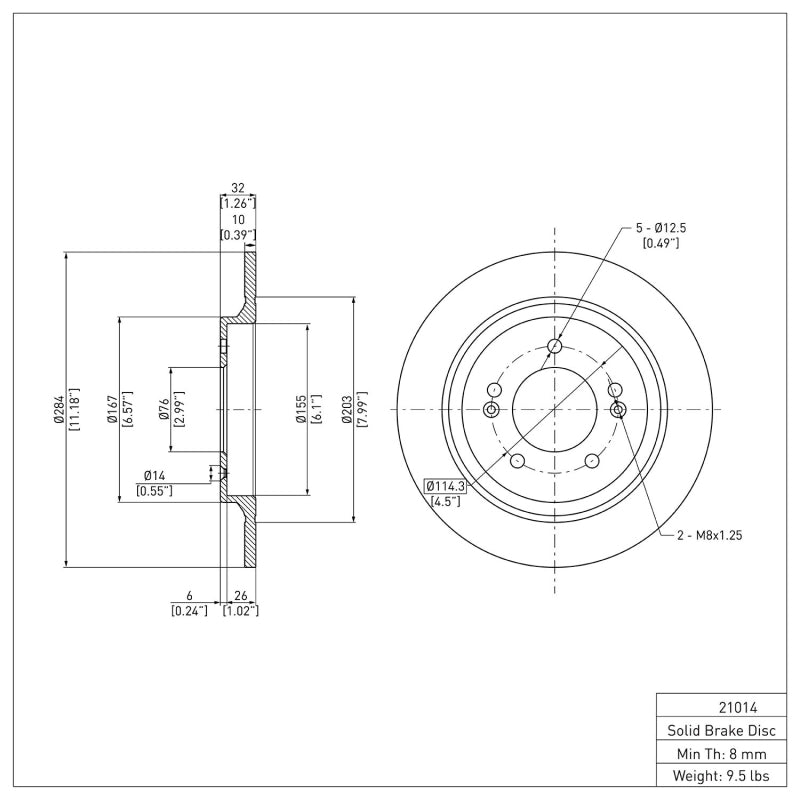 DFC 13-25 Hyundai Sonata Rear Brake Rotor