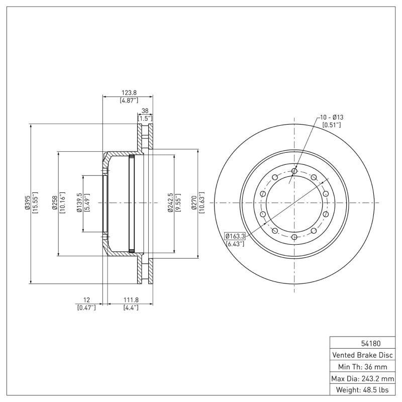 DFC 00-15 Coachmen Aurora Rear GeoSPEC Coated Rotor